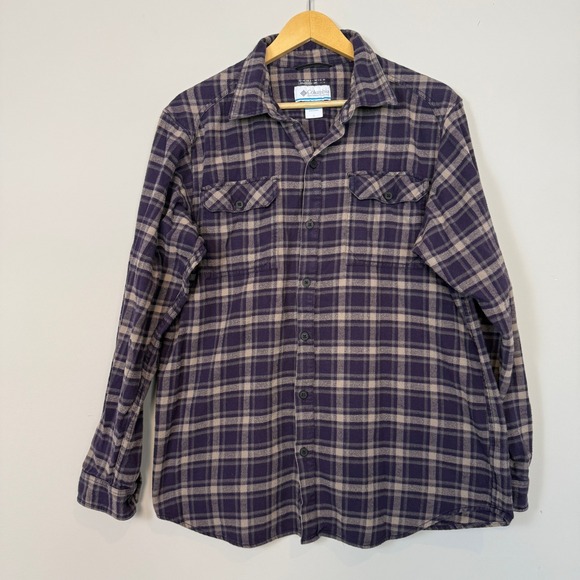 Columbia Other - Columbia Omni-Wick Plaid Flannel Button Down Shirt Mens L Purple Tan